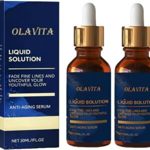 OLAVITA Liquid Solution Anti Aging Serum – New Upgraded Vitamin C Hydrating & Firming Facial Serum with Collagen Support,2Pack